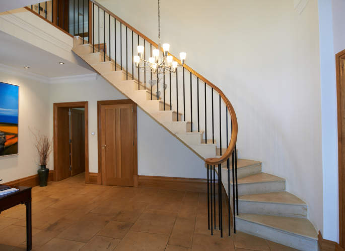 Steel balustrades on staircase