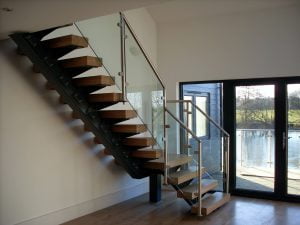 Glass balustrades on home staircase