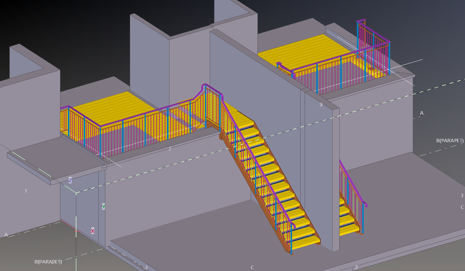 3D visualisation of steel staircase