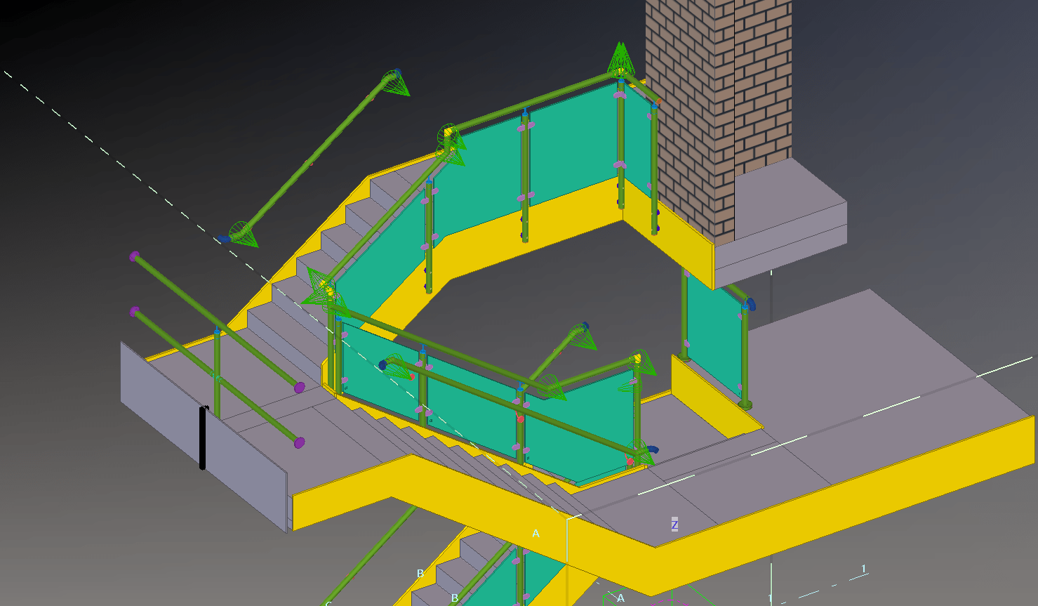 3D visualisation of steel staircase