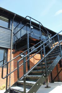 Stainless steel balustrades on staircase outside of home