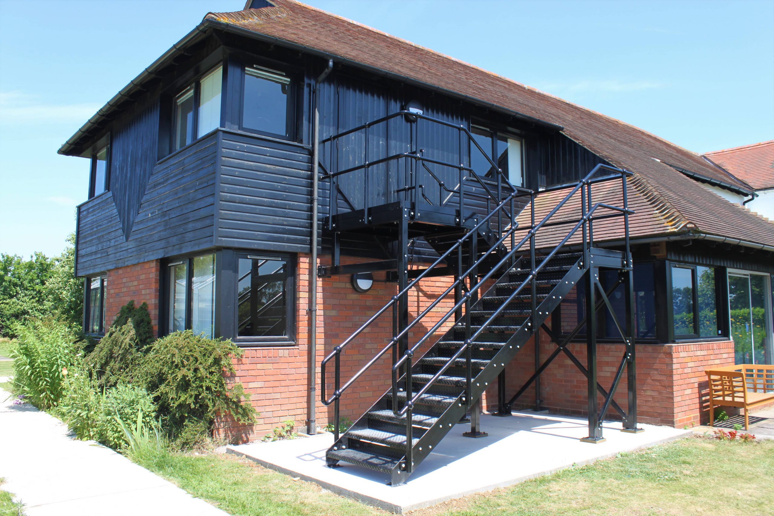 Modern home with steel staircase