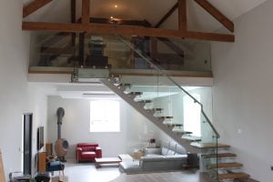 Glass and steel staircase