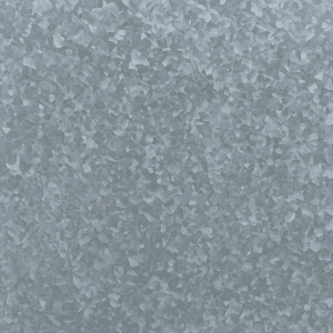 Close-up view of a galvanised steel surface showing the textured zinc coating used in outdoor steel fabrication.